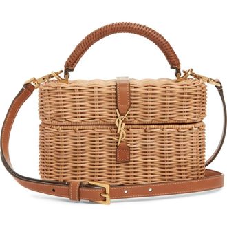 Saint Laurent Gaby Wicker Vanity Bag in Naturel/Brick at Nordstrom