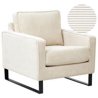 Beliani Beliani - Sill&oacute;n De Tela De Pana Beige Claro Patas Negras Estilo Retro Vind