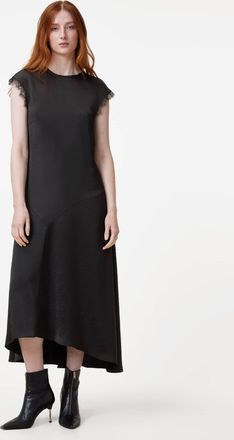 AllSaints Womens Polyester Lyra Lace Trim Midi Dress, Size: UK 16/US 12