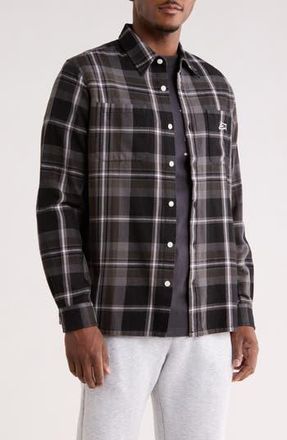 Icecream Jack Plaid Cotton Graphic Button-Up Shirt in Black at Nordstrom Rack, Size Xx-Large