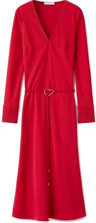 Mango Belted Long Sleeve Midi Dress in Red at Nordstrom, Size 6