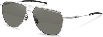 Porsche Design P86005 Polarized B465 Mens Sunglasses Silver Size 61