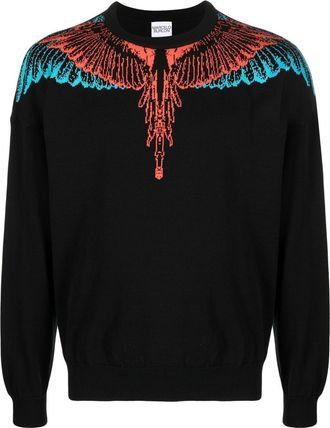 Marcelo Burlon Icon Wings long-sleeve sweatshirt - men - Organic Cotton - S - Black