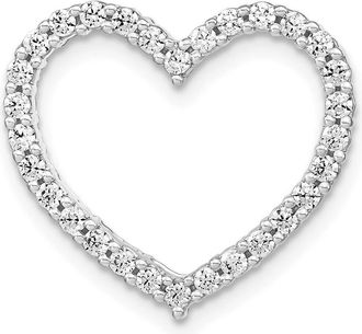 Diamond2Deal 14K White Gold Lab Grown Diamond Heart Chain Slide Pendant (0.45ct, VS, G-H)