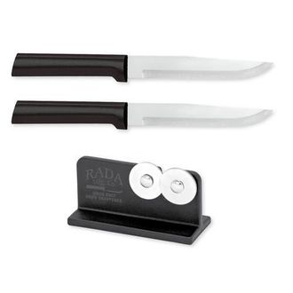 Rada Cutlery 5.375-Inch Stubby Butcher Knife Set of 2 & Quick Edge Knife Sharpener in Black at Nordstrom