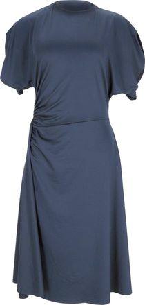 Victoria Beckham Ruched Flutter-Sleeve A-line Dress in Navy Blue Polyester