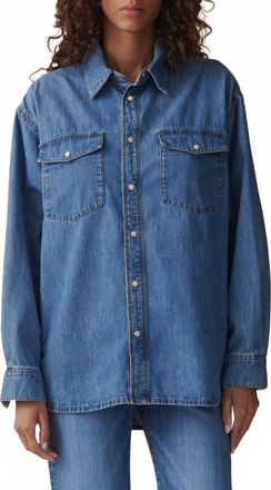 Jeanerica Angela Long Sleeve Denim Shirt In Light Blue Vintage