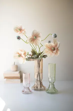 Kalalou Set Of Three Fluted Glass Vases - One Each Color