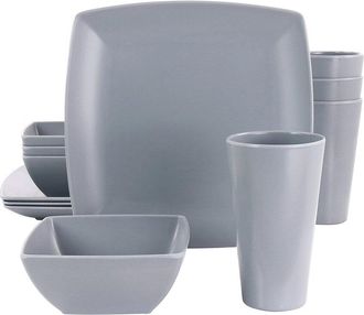 Gibson Home Dnu Gibson Home 12Pc Grayson Melamine Square Dinnerware Set