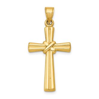 Diamond2Deal 14k Yellow Gold Hollow Cross Pendant
