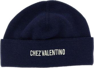Valentino Garavani Chez Valentino Beanie - Heren - Hoeden - Blauw - ONE Size - Wol - Accessoires