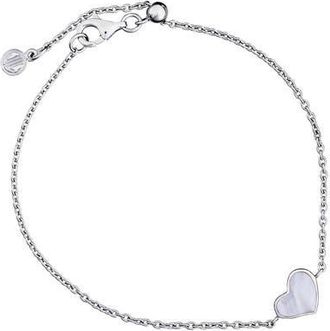 Jan Leslie Heart Bracelet Set In Sterling Silver in White at Nordstrom