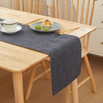 OEM Camino De Mesa De Lino Para Uso Dom&eacute;stico, 30x180 Cm, Camino De Mesa De T&eacute; Bellamente Elaborado - Negro Brillante