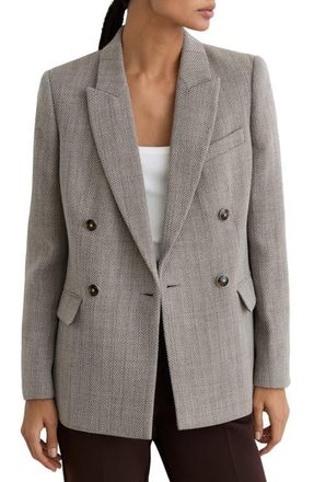 Reiss Ember Double Breasted Wool Blend Blazer in Grey at Nordstrom, Size 10 Us