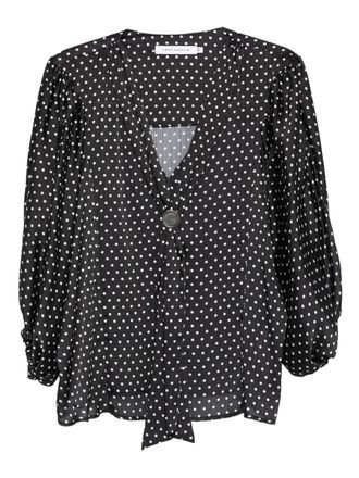 Simona Corsellini polka-dot tie-neck top - Black