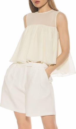 Alexia Admor Portia Ruffle Sleeveless Chiffon Top in Ivory at Nordstrom Rack, Size 14