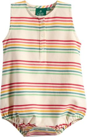 Little Green Radicals Stripe Organic Cotton Twill Bubble Romper in Cream Multi at Nordstrom, Size 12-18M
