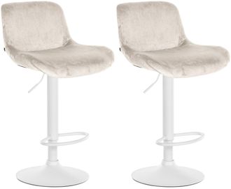 Clp Lote De 2 Taburetes De Bar Solon Blanco Crema Terciopelo