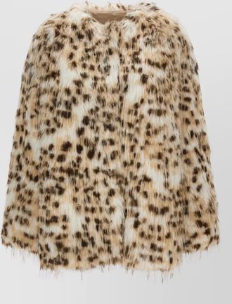 Loulou Studio faux fur animal-print collarless coat