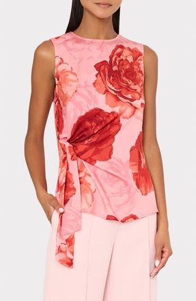 Milly Serena Floral Print Drape Sleeveless Top in Pink Multi at Nordstrom, Size X-Small