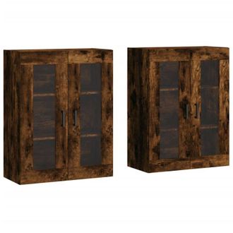 vidaXL Armarios De Pared 2 Uds Madera De Ingenier&iacute;a Roble Ahumado Vidaxl