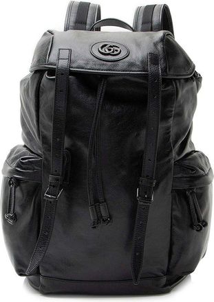 Gucci Black Leather Double G Backpack (Authentic Pre-Loved)