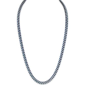 Esquire Mens Two-Tone Fox Chain Necklace in Blue Ip Stainless Steel at Nordstrom Rack, Size 22