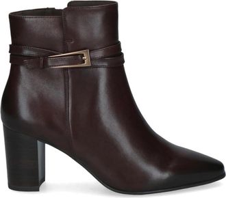 Caprice Enkellaarsjes - Dames - Laarzen met Hak - Bruin - 41 EU - Leer - Schoenen