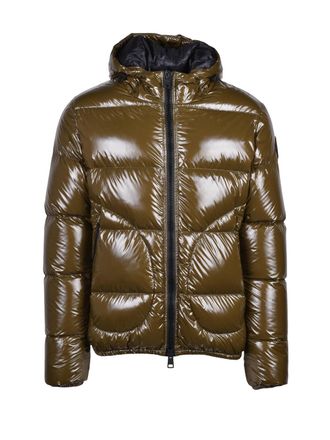 Herno Olive Green Glossy Removable Hood Polyamide Down Jacket