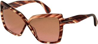 Tom Ford Womens 63mm Striped Brown Sunglasses FT1195-54F-63