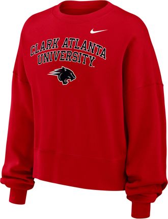 Nike Womens College (Clark Atlanta University) Phoenix Fleece Crewneck Sweatshirt in Red | W33302CLAU26-RED
