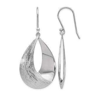 Diamond2Deal Sterling Silver Polished and Textured Drop Dangle Earrings