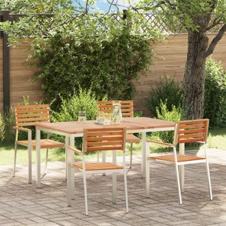 Berkfield Home 5 Piece Garden Dining Set Solid Wood Teak in Brown