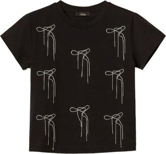 Twin-Set bow embroidered T-shirt - Black