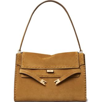 Tory Burch Large Lee Radziwill Suede Shoulder Bag in Wild Tabacco at Nordstrom