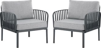 Vente-Unique Conjunto de 2 sillones de jard&iacute;n de polipropileno - Antracita - CASILMA de MYLIA