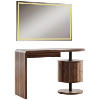 Vicco Tocador Lara, Roble R&uacute;stico, 120 Cm Con Espejo Led