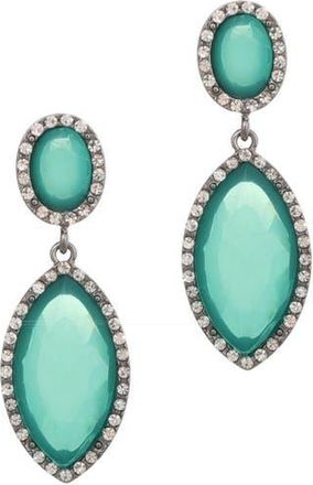 Adornia Crystal Halo Drop Earrings in Green at Nordstrom Rack