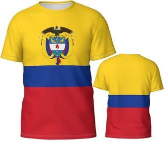 Generic Colombia Flag Colombian Mens Tshirt Working Shirt Casual Men T-Shirt Breathable Gym T-Shirts for Everyday Running Summer XXL