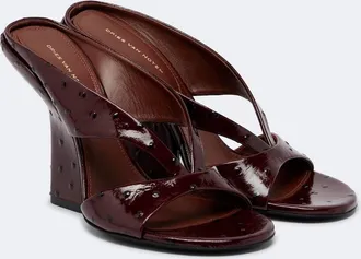 Dries Van Noten Patent leather wedge mules