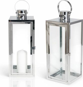 OEM Farol De Terraza Para Sal&oacute;n O Balc&oacute;n, Plateado Cromado, Elegante, Grande, 63 Cm
