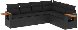 vidaXL Vidaxl - Set De Sof&aacute;s De Jard&iacute;n 6 Piezas Y Cojines Rat&aacute;n Sint&eacute;tico Negro