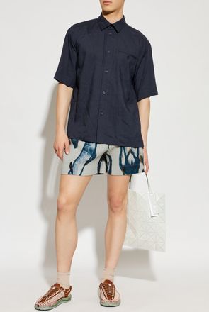 Homme Pliss&eacute; Issey Miyake Shirt PL RAMIE, Mens, Navy Blue