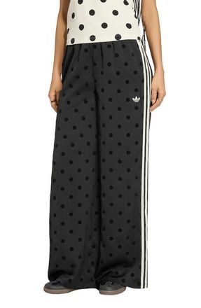 adidas Originals Firebird Polka Dot Wide Leg Track Pants in Black at Nordstrom, Size Medium