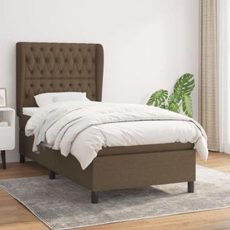vidaXL Vidaxl - Cama Box Spring Con Colch&oacute;n Tela Marr&oacute;n Oscuro 100x200 Cm