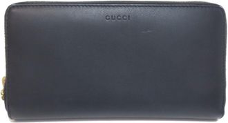 Gucci Bamboo Black Leather Long Wallet (Bi-Fold) (Pre-Owned)