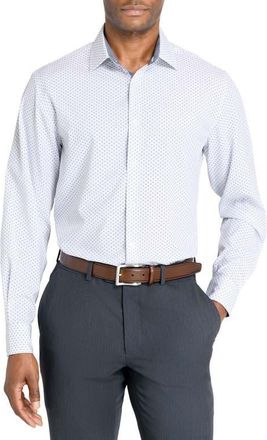 W.R.K Slim Fit Dash Print Performance Dress Shirt in White/black at Nordstrom, Size 17.5