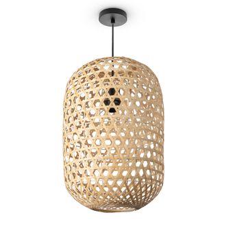 Paco Home Paco Home Luminaria Suspensi&oacute;n Bamb&uacute; Comedor Cesto Colgante Papel Fibra Veg. Bohemia E27 Naturaleza (&oslash;30cm), L&aacute;mpara Colgante - Tipo 1