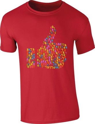 Generic World Number Day Maths Day Funny Thumbs Up Numbered Colour Kids T-Shirt Tee (Red, 7 Years)