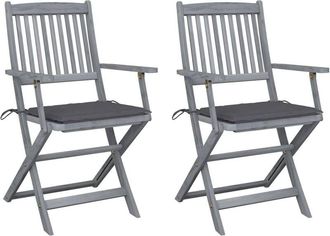 vidaXL Vidaxl - Sillas De Jard&iacute;n Plegables 2 Uds Cojines Madera Maciza Acacia